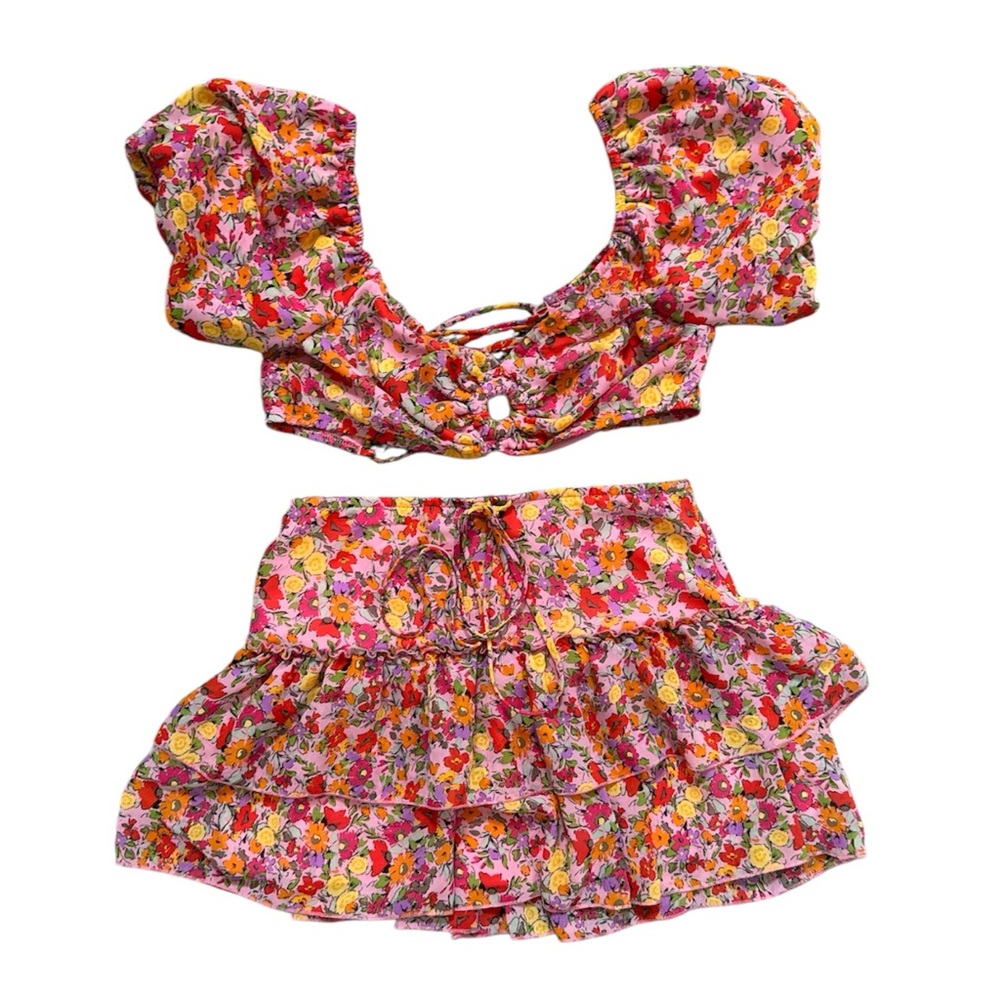 Wild Fable Floral Skirt with Crop Top Size S and XS